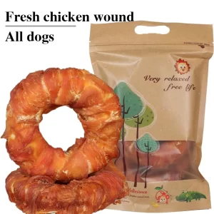 Dog Snacks Chicken Donuts Grinding Teeth Cleansing Golden Hair Husky Pet Snacks Dog Cheat Gum to Remove Tartal and Halitosis